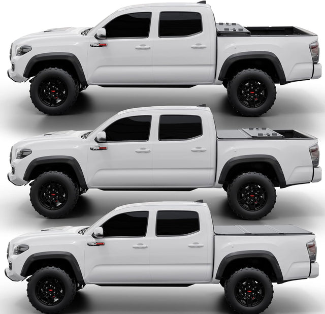 Hard Folding Truck Bed Tonneau Cover |THTF022|Fits 2016 - 2022 Toyota Tacoma w/ OE Track System 6' 2" Bed (73.7")