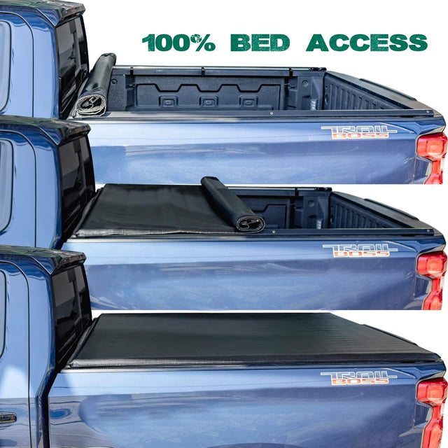 Soft Roll Up Truck Bed Tonneau Cover|SR035|Fits 2022 - 2023 Toyota Tundra 6'6" Bed (78")