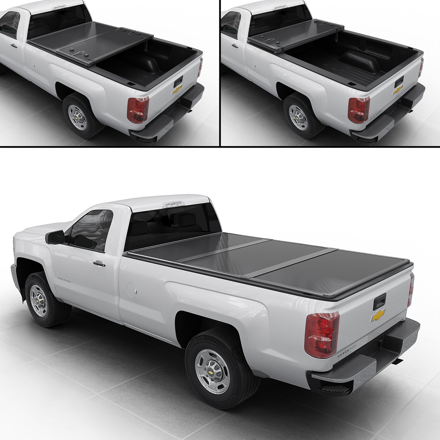 Chevy Silverado/GMC Sierra 1500 2500 3500 HD (2010 - 2026) - Hard Trifold Truck Bed Tonneau Cover - 8FT Bed (98")