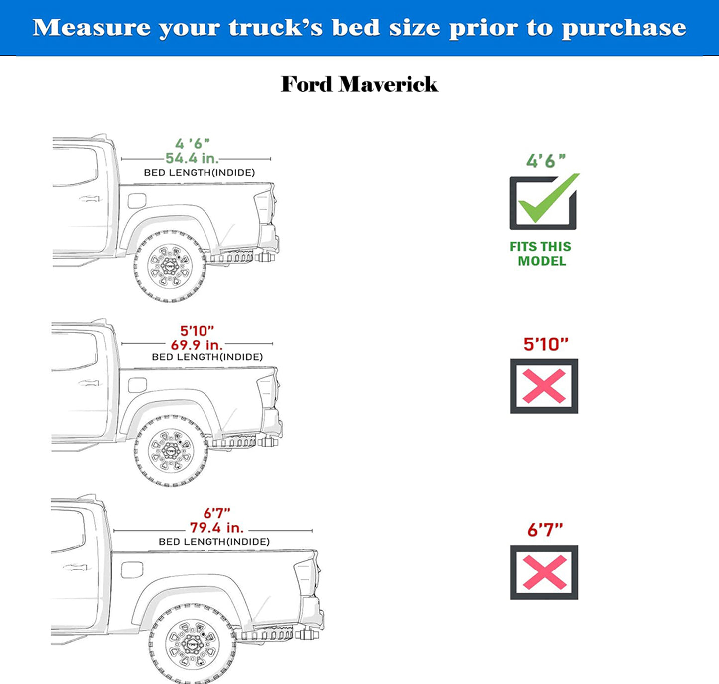 Soft Roll Up Truck Bed Tonneau Cover|SR037|Fits 2022 - 2025 Ford Maverick 4' 6" Bed (54.4")