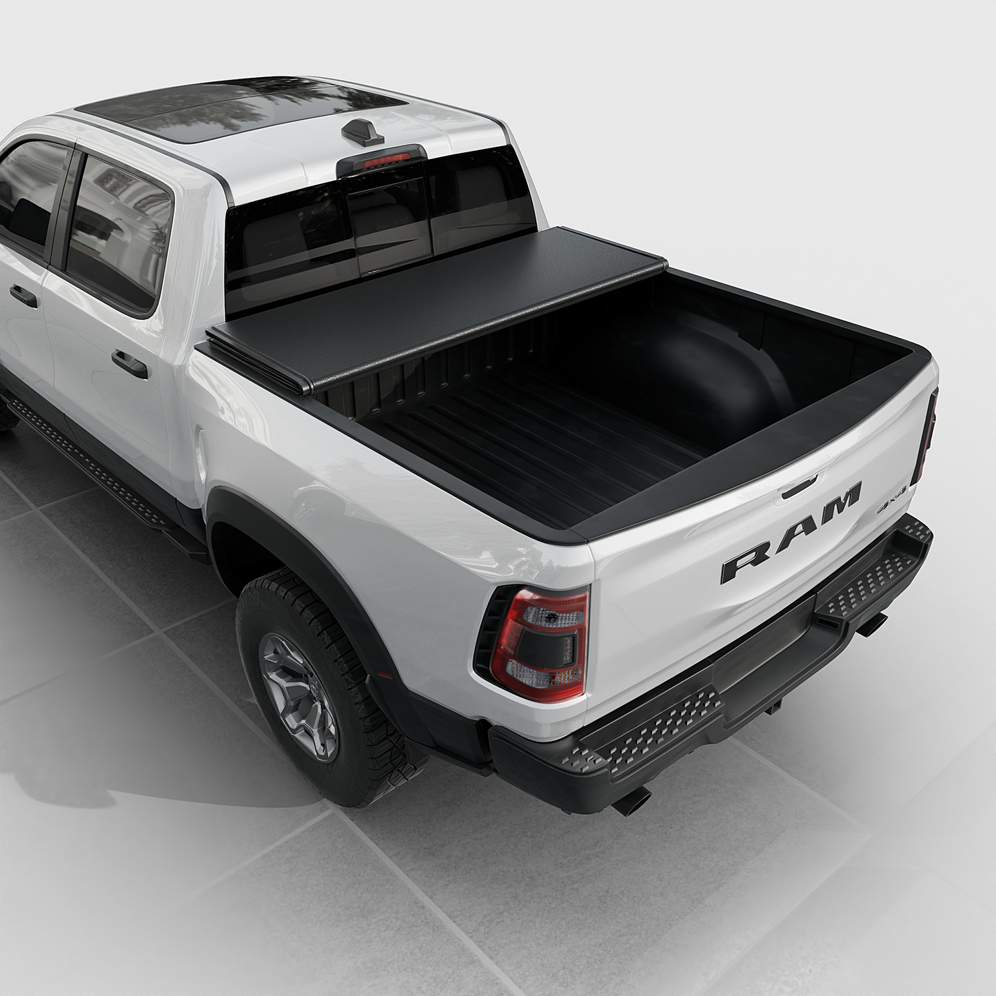 Dodge Ram 1500 - Low Profile Hard Folding Truck Bed Tonneau Cover - Without Ram Box