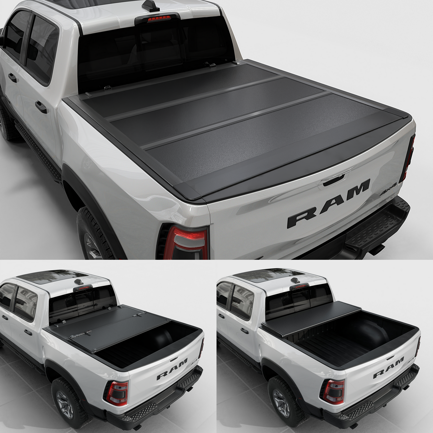 Dodge Ram 1500 - Low Profile Hard Folding Truck Bed Tonneau Cover - Without Ram Box
