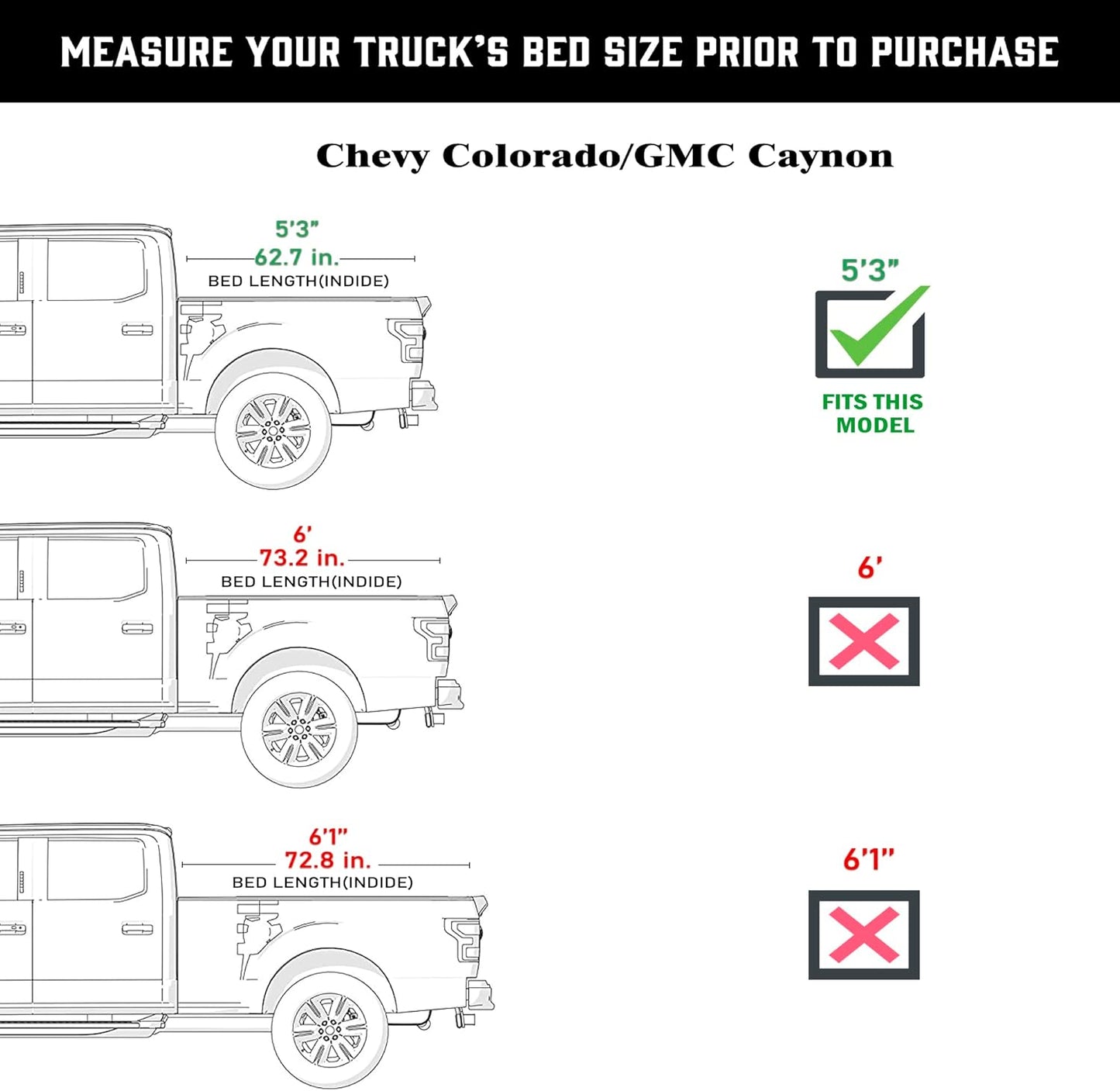 Chevy Colorado/GMC Canyon (2015-2025) - Low Profile Flip Up Truck Bed Tonneau Cover - 5.3FT Bed (62.7")