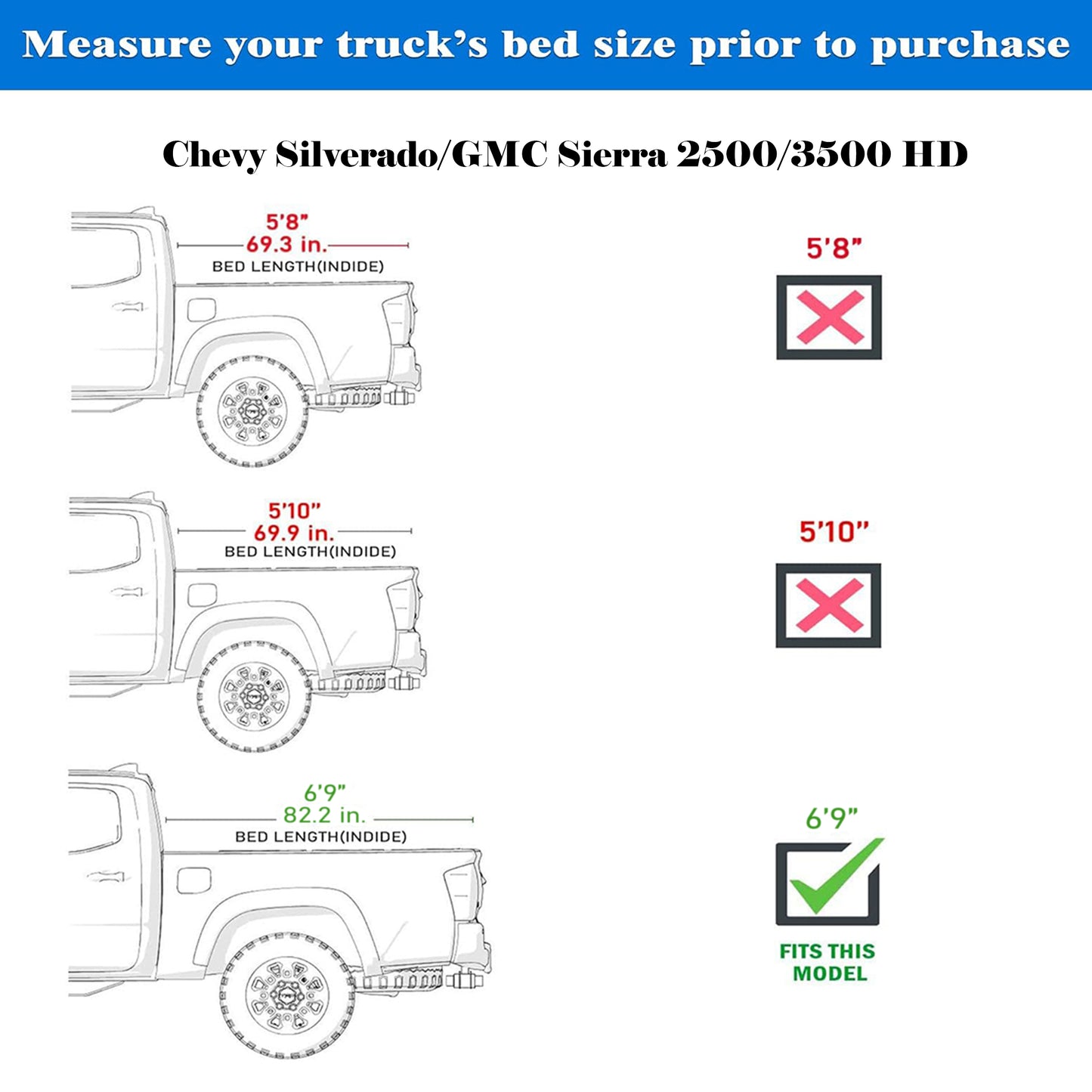 Chevy Silverado/GMC Sierra 2500/3500 HD New Body Style (2020-2026) - Low Profile Flip Up Truck Bed Tonneau Cover - 6.9FT Bed (82.2")