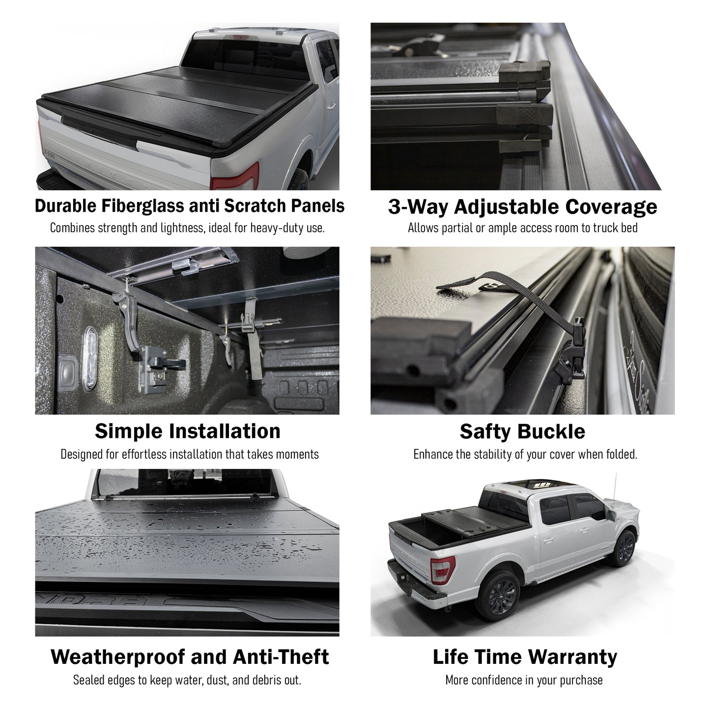 Ford Ranger (2019-2025) - Hard Trifold Truck Bed Tonneau Cover - 5' 1" Bed (61")