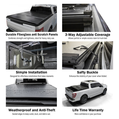 Ford Ranger (2019-2025) - Hard Trifold Truck Bed Tonneau Cover - 5' 1" Bed (61")