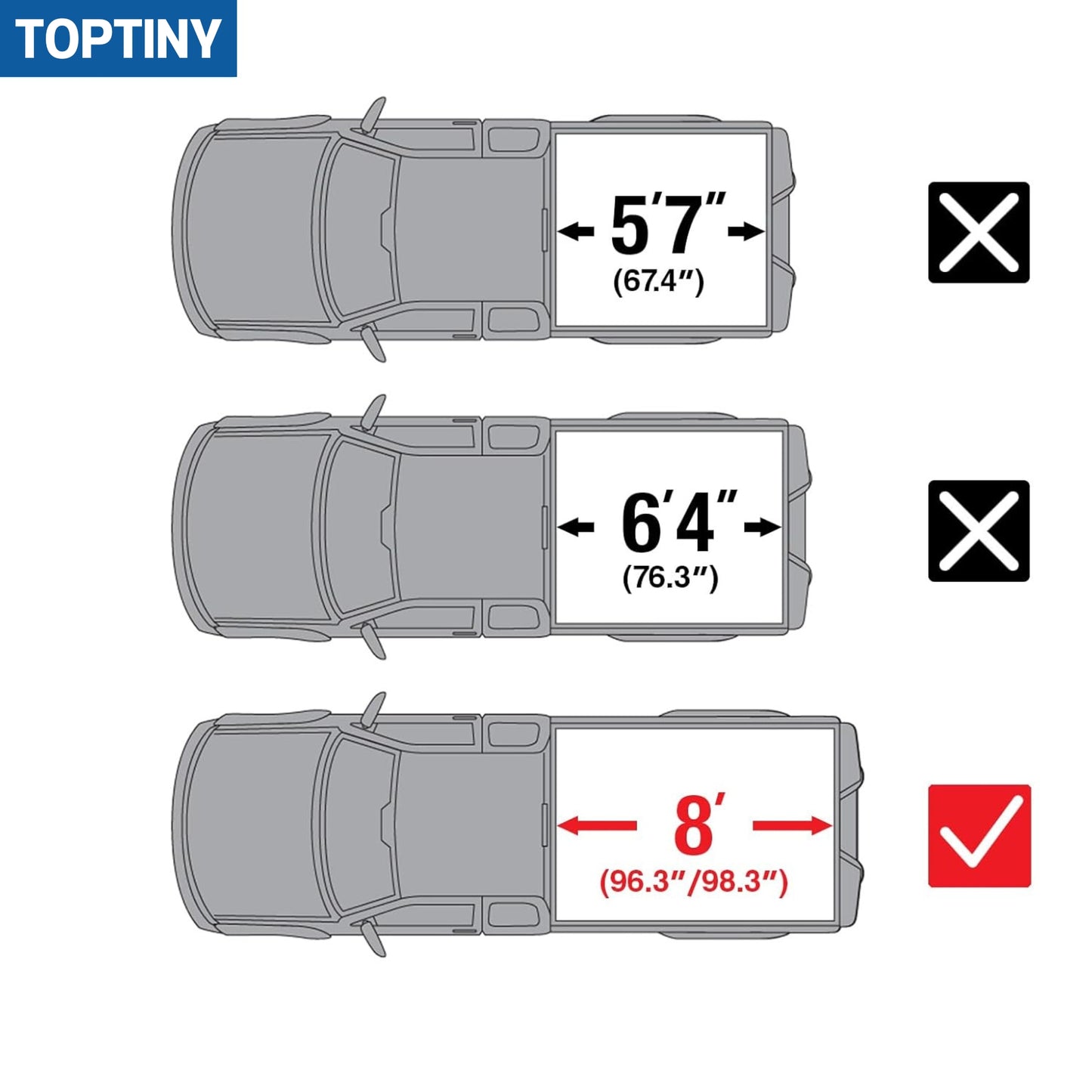 Chevy Silverado/GMC Sierra 1500 2500 3500 HD (2010 - 2025) - Hard Trifold Truck Bed Tonneau Cover - 8FT Bed (98")