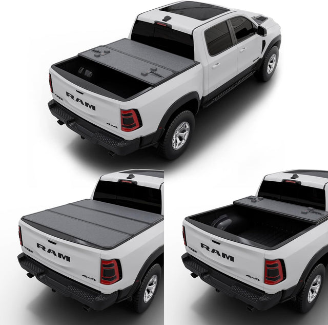 Hard Trifold Truck Bed Tonneau Cover |HTF012|Fits 2009-2025 Dodge Ram 1500 6' 4" Bed Without Ram Box (76.3)