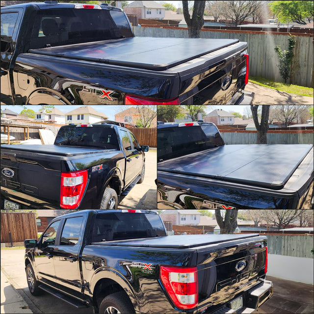 Hard Trifold Truck Bed Tonneau Cover | HTF016 | Fits 2015-2025 Ford F150 | F150 Lightning 5'5"Bed (66")