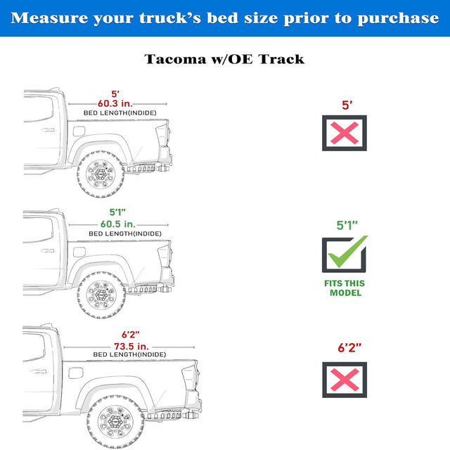 Hard Trifold Truck Bed Tonneau Cover |HTF021|Fits 2016-2025 Toyota Tacoma w/OE Track System 5' 1" Bed (60.5")