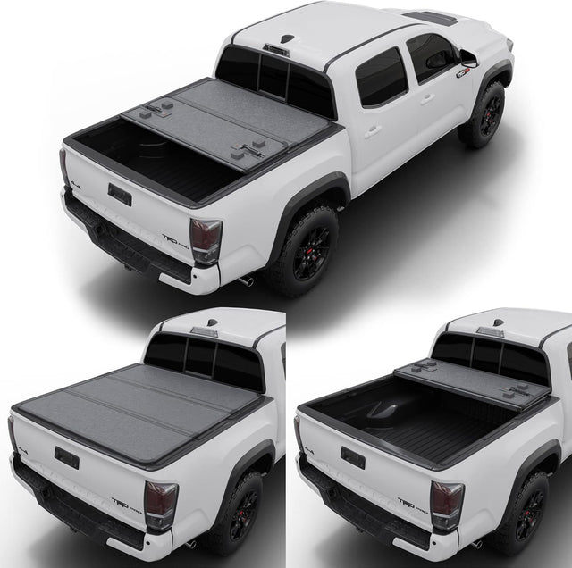 Hard Trifold Truck Bed Tonneau Cover |HTF021|Fits 2016-2025 Toyota Tacoma w/OE Track System 5' 1" Bed (60.5")