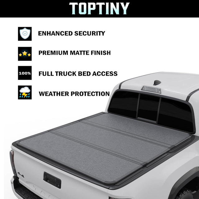 Hard Trifold Truck Bed Tonneau Cover |HTF021|Fits 2016-2025 Toyota Tacoma w/OE Track System 5' 1" Bed (60.5")