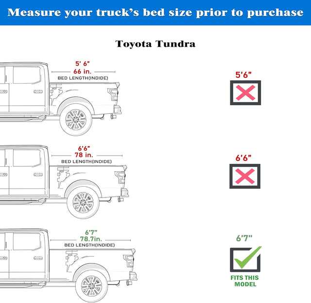 Hard Trifold Truck Bed Tonneau Cover |HTF027|Fits 2007-2021 Toyota Tundra 6' 7" Bed (78.7")