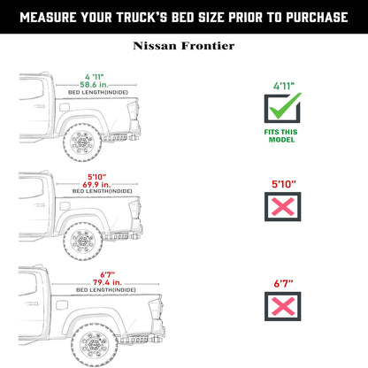 Nissan Frontier Soft Roll Up Truck Bed Tonneau Cover Fits 2005 - 2025 5ft Bed (60")