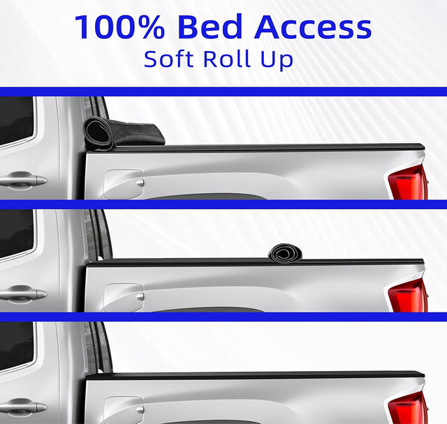 Soft Roll Up Truck Bed Tonneau Cover|SR011|Fits 2009 - 2025 Dodge Ram 1500 5' 7" Bed Without Ram Box (67.4")