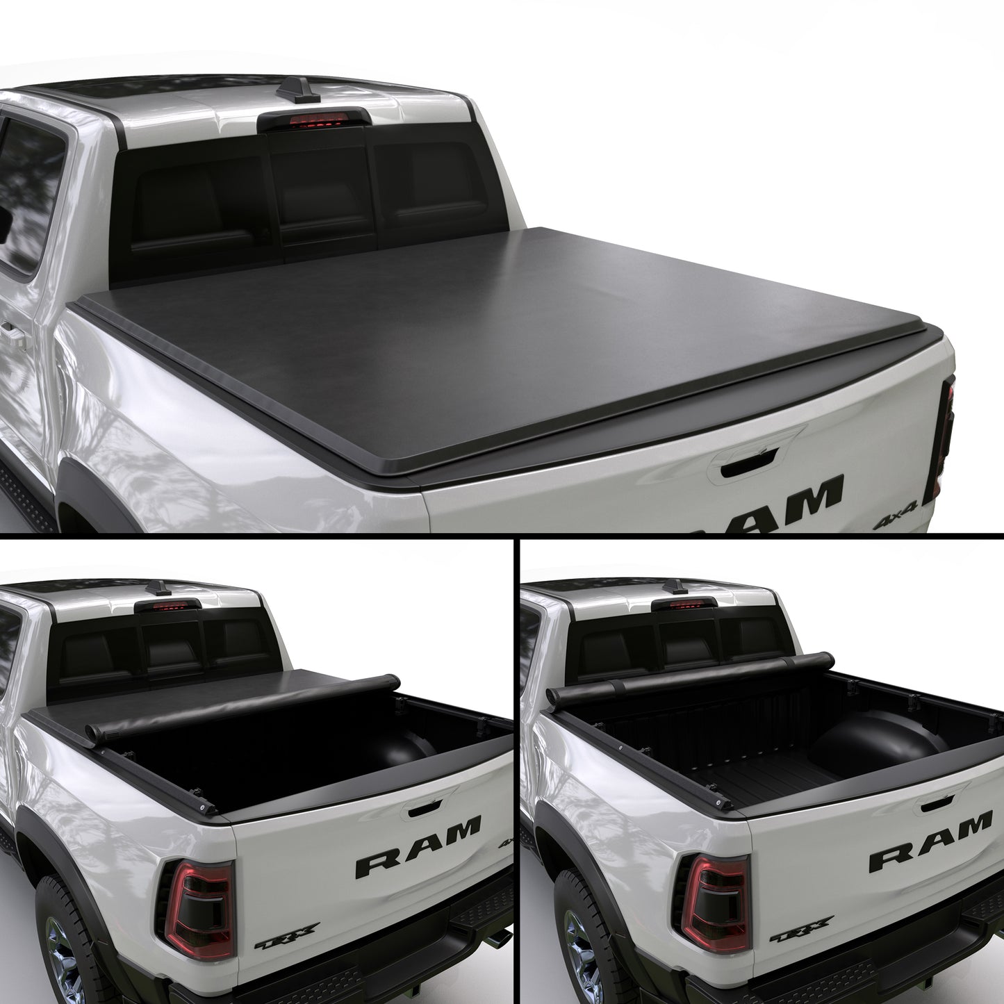 Soft Roll Up Truck Bed Tonneau Cover|SR012|Fits 2009 - 2025 Dodge Ram 1500 6' 4" Bed Without Ram Box (76.3)