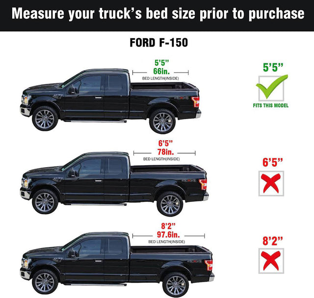 Soft Roll Up Truck Bed Tonneau Cover|SR016|Fits 2015 - 2025 Ford F150 | F150 Lightning 5'5"Bed (66")