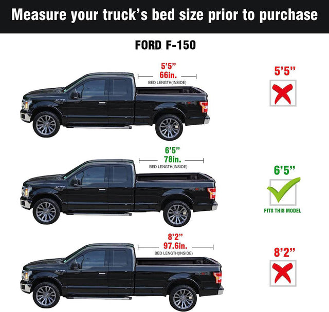 Soft Roll Up Truck Bed Tonneau Cover|SR017|Fits 2015 - 2025 Ford F-150 6.5' Bed (78")