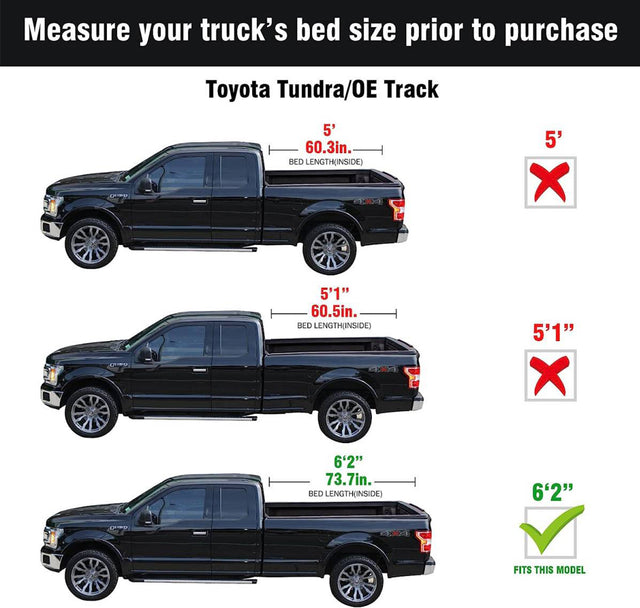 Soft Roll Up Truck Bed Tonneau Cover|SR022|Fits 2016 - 2025 Toyota Tacoma w/ OE track system 6' 2" Bed (73.7")