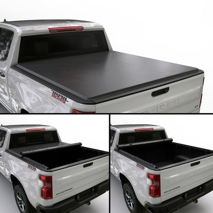 Chevy Silverado/GMC Sierra (2019 - 2025) - Soft Roll Up Truck Bed Tonneau Cover - (5'8" Bed (69.6")