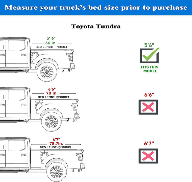 Soft Roll Up Truck Bed Tonneau Cover|SR034|Fits 2022 - 2025 Toyota Tundra 5‘6" Bed (66.7")