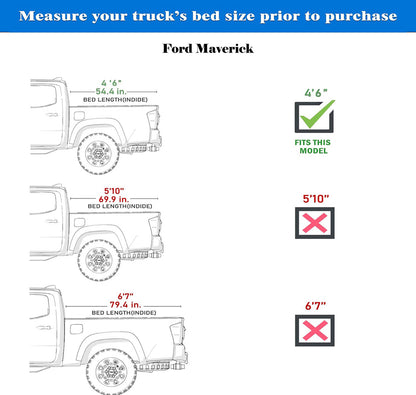 Soft Roll Up Truck Bed Tonneau Cover|SR037|Fits 2022 - 2025 Ford Maverick 4' 6" Bed (54.4")