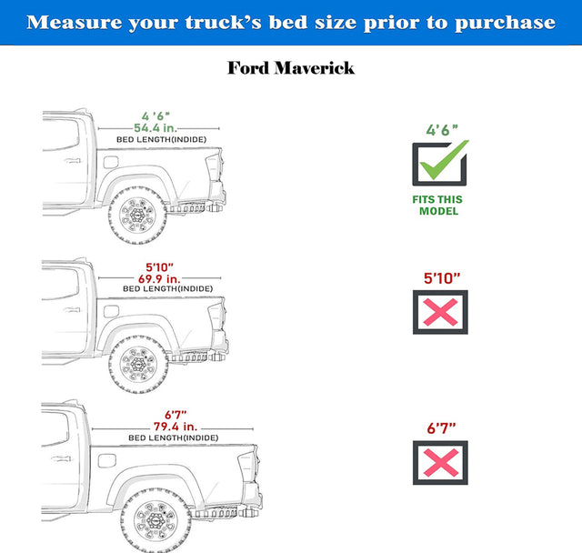 Soft Roll Up Truck Bed Tonneau Cover|SR037|Fits 2022 - 2025 Ford Maverick 4' 6" Bed (54.4")