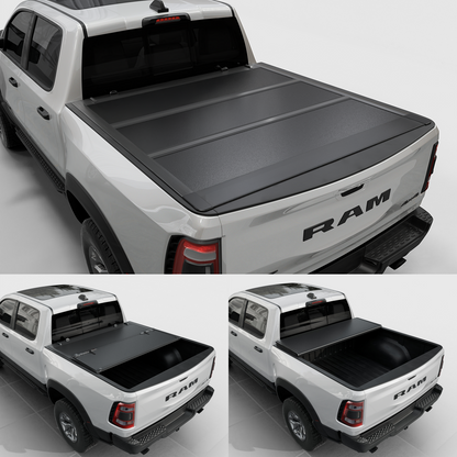Dodge Ram 1500 - Low Profile Hard Folding Truck Bed Tonneau Cover - Without Ram Box