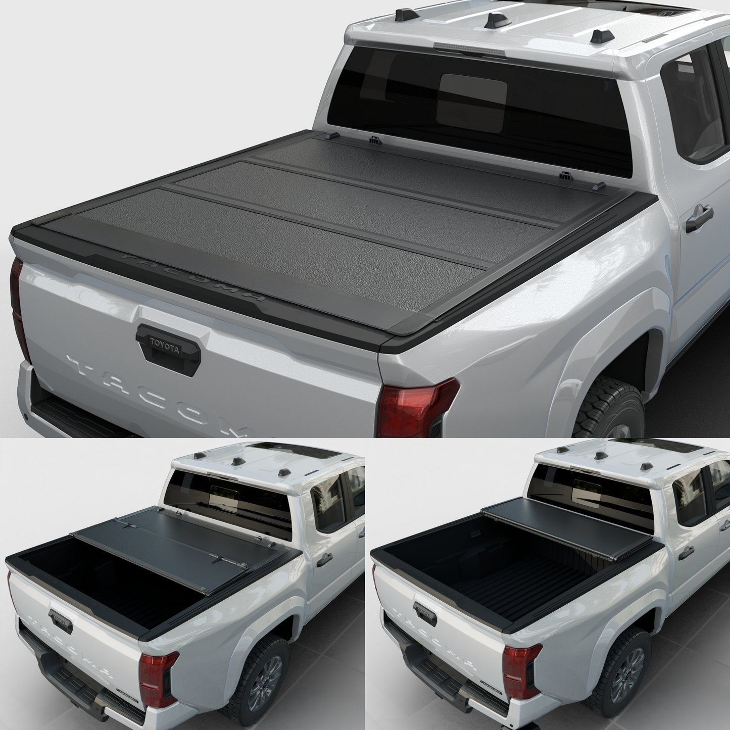 Toyota Tacoma - Low Profile Hard Folding Truck Bed Tonneau Cover - w/OE Track System