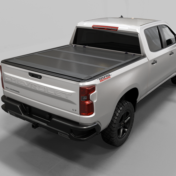Chevy Silverado/GMC Sierra 2500/3500 HD New Body Style (2020-2025) - Low Profile Hard Folding Truck Bed Tonneau Cover - 6.9FT Bed (82.2