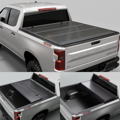 Chevy Silverado/GMC Sierra 2500/3500 HD New Body Style (2020-2025) - Low Profile Hard Folding Truck Bed Tonneau Cover - 6.9FT Bed (82.2")