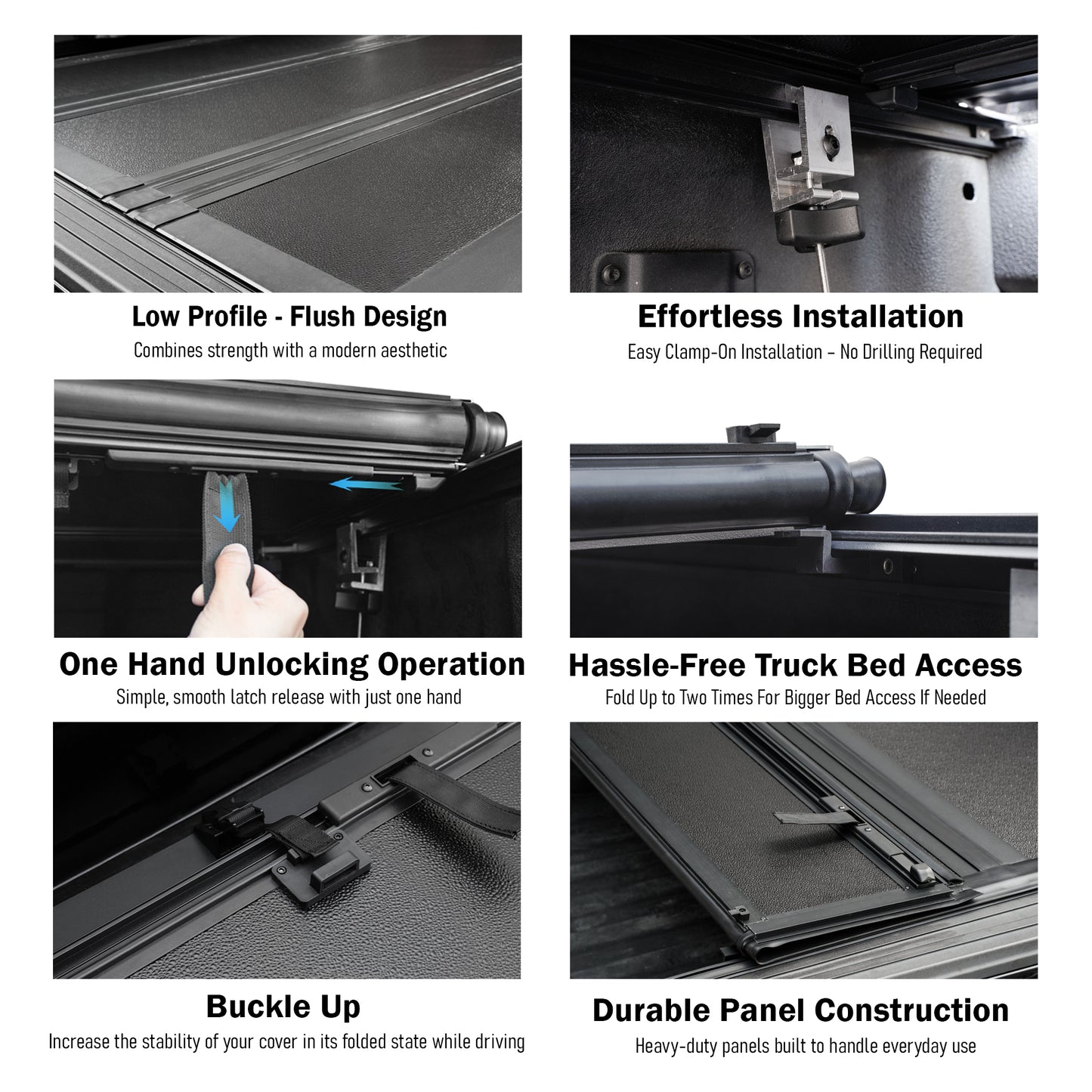 Ford F-250/F-350 Super Duty (2017-2026) - Low Profile Hard Folding Truck Bed Tonneau Cover - 6.75FT Bed (82")