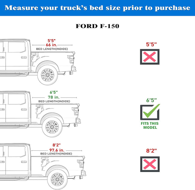 Hard Trifold Truck Bed Tonneau Cover |HTF017|Fits 2015-2025 Ford F150 6'5" Bed (78")