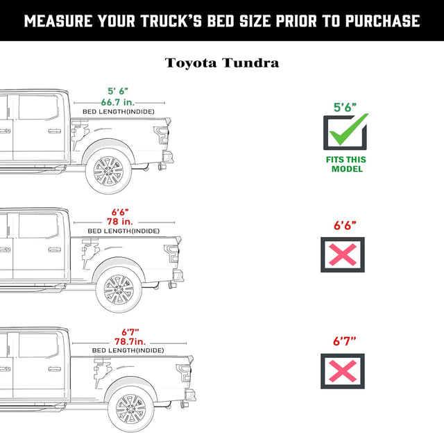 Hard Trifold Truck Bed Tonneau Cover |THTF026|2007-2021 Toyota Tundra 5'6" Bed (66.7”)