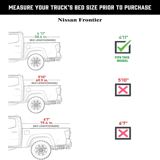 Hard Trifold Truck Bed Tonneau Cover|HTF033|Fits 2005-2025 Nissan Frontier 5ft Bed (60")