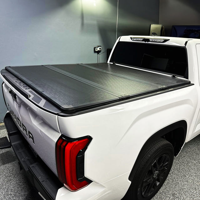 Hard Trifold Truck Bed Tonneau Cover|HTF034|Fits 2022-2025 Toyota Tundra 5‘6" Bed w/OE Rail System (66.7")