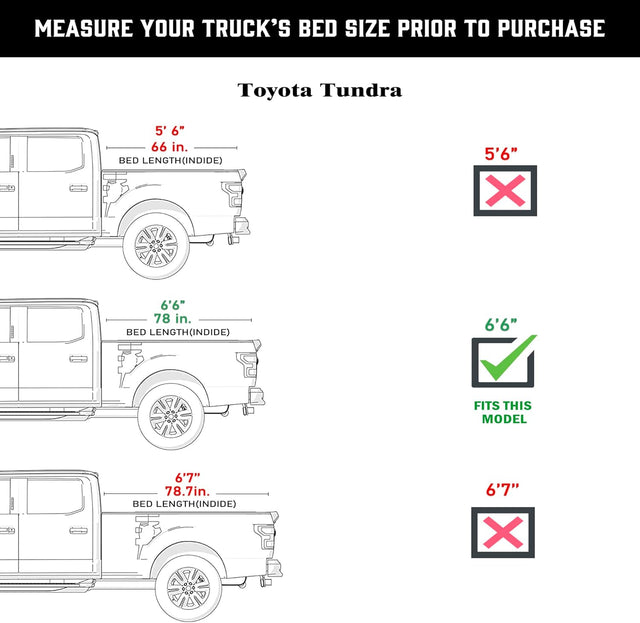 Hard Trifold Truck Bed Tonneau Cover|HTF035|Fits 2022-2025 Toyota Tundra 6'6" Bed (78.7")