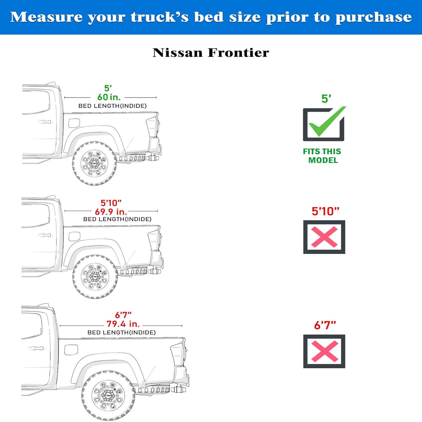 Nissan Frontier - Low Profile Flip Up Truck Bed Tonneau Cover - 5' Bed (60")