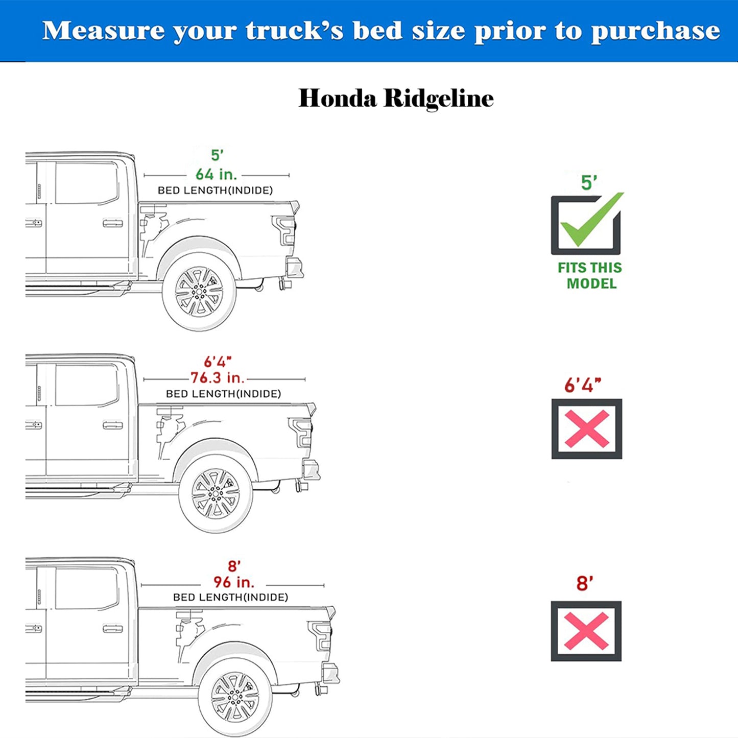 Honda Ridgeline (2017-2025) - Low Profile Flip Up Truck Bed Tonneau Cover - 5' Bed (64")