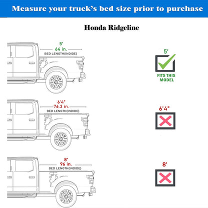 Honda Ridgeline (2017-2025) - Low Profile Flip Up Truck Bed Tonneau Cover - 5' Bed (64")