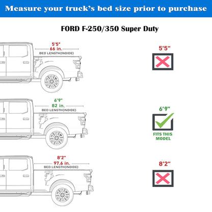 Ford F-250/F-350 Super Duty (2017 - 2026) - Low Profile Flip Up Truck Bed Tonneau Cover - 6.75FT Bed (82")