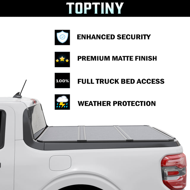 Toptiny Hard Folding Truck Bed Tonneau Cover|THTF037|Fits 2022 - 2023 Ford Maverick 4' 6" Bed (54.4")